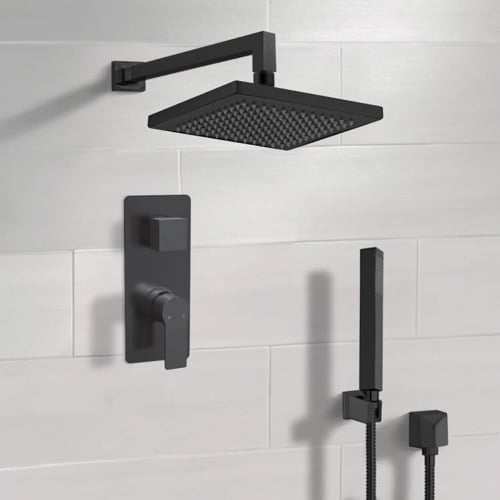 Matte Black Rain Shower System with Handheld, Rain Shower Head, Shower Faucet Set Remer SFH89